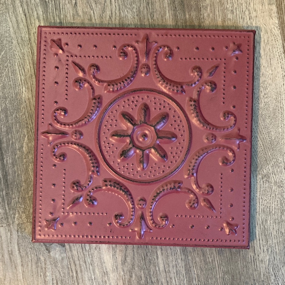 At Home America Decorative Embossed Rustic Red Metal Tile